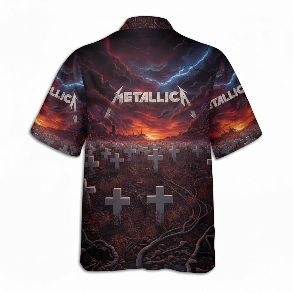 Metallica Dark Sunset Cemetery Graphic Hawaiian Shirt 2 - Zonebrick.com