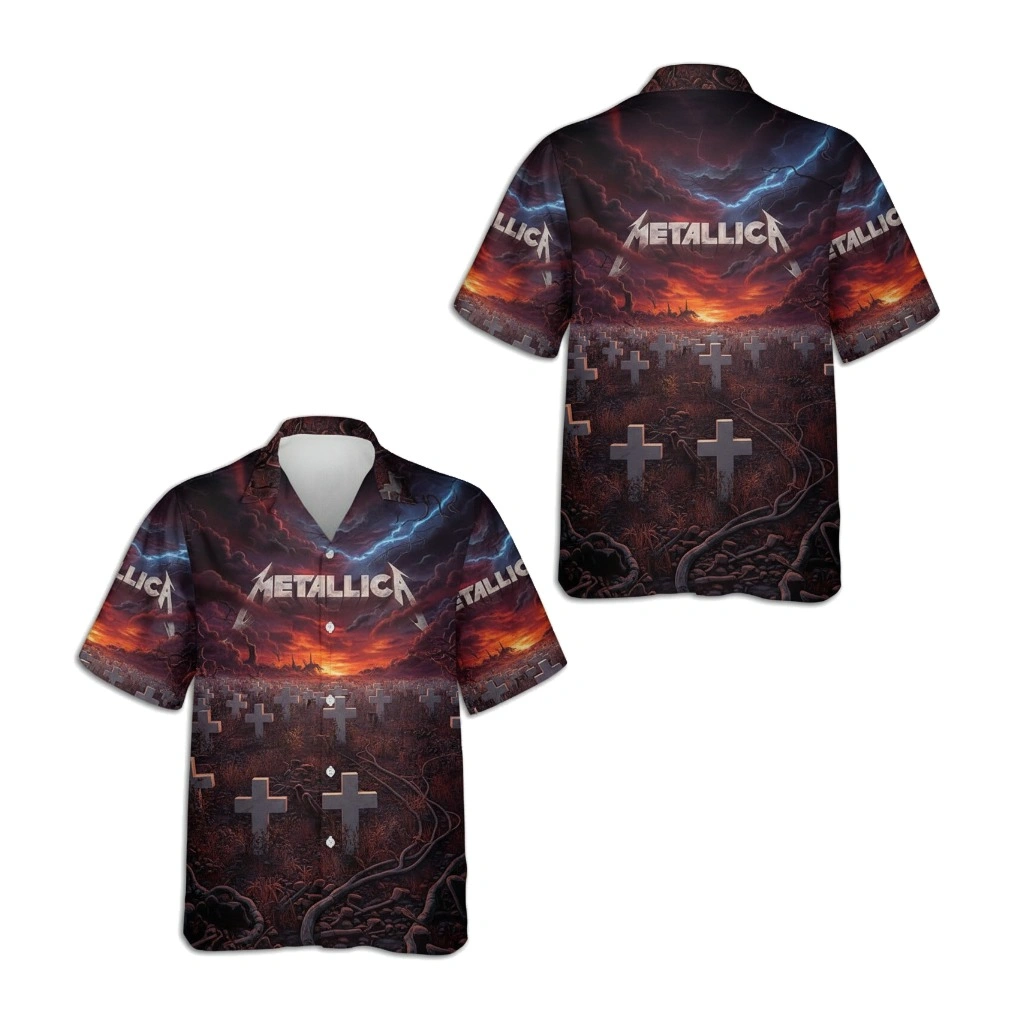 Metallica Dark Sunset Cemetery Graphic Hawaiian Shirt - Zonebrick.com