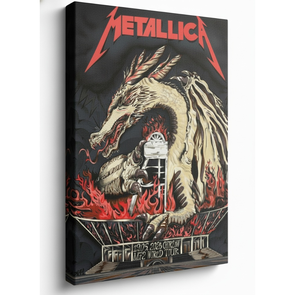 Metallica Dragon Fire M72 World Tour Black Poster Art Print Chorzow Poland Stadion Slaski T Shirt May 19 2026 1 - Zonebrick.com