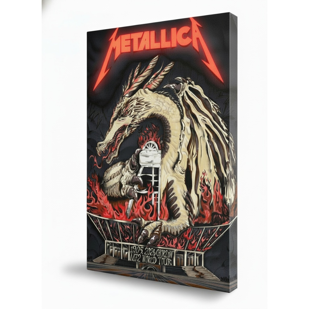 Metallica Dragon Fire M72 World Tour Black Poster Art Print Chorzow Poland Stadion Slaski T Shirt May 19 2026 2 - Zonebrick.com
