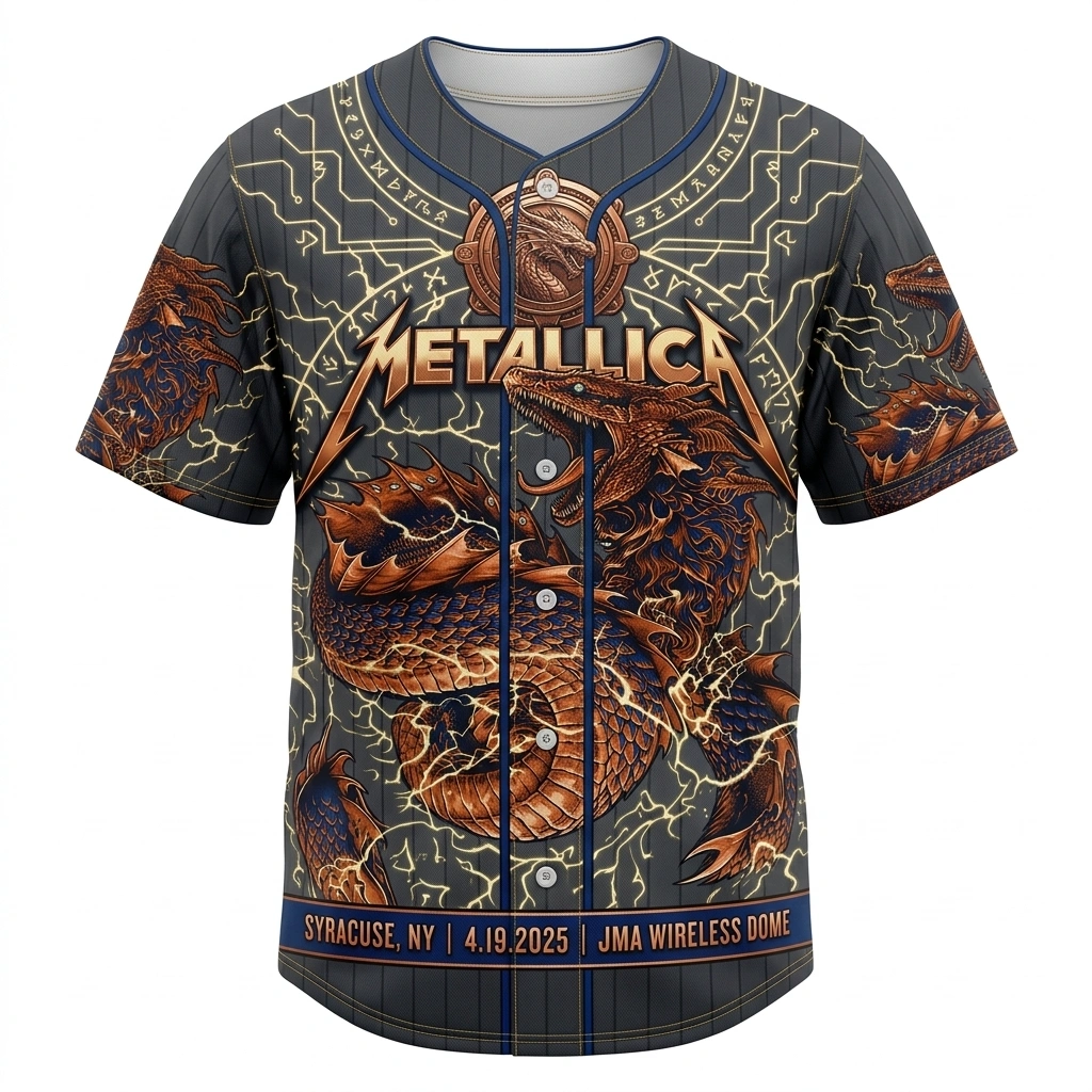 Metallica Dragon Thunder Baseball Jersey Dark Gray 1 - Zonebrick.com