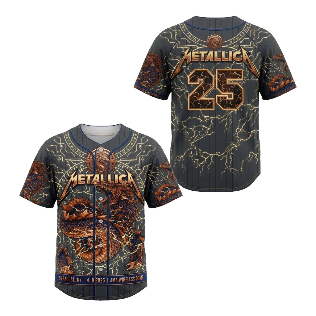 Metallica Dragon Thunder Baseball Jersey Dark Gray - Zonebrick.com