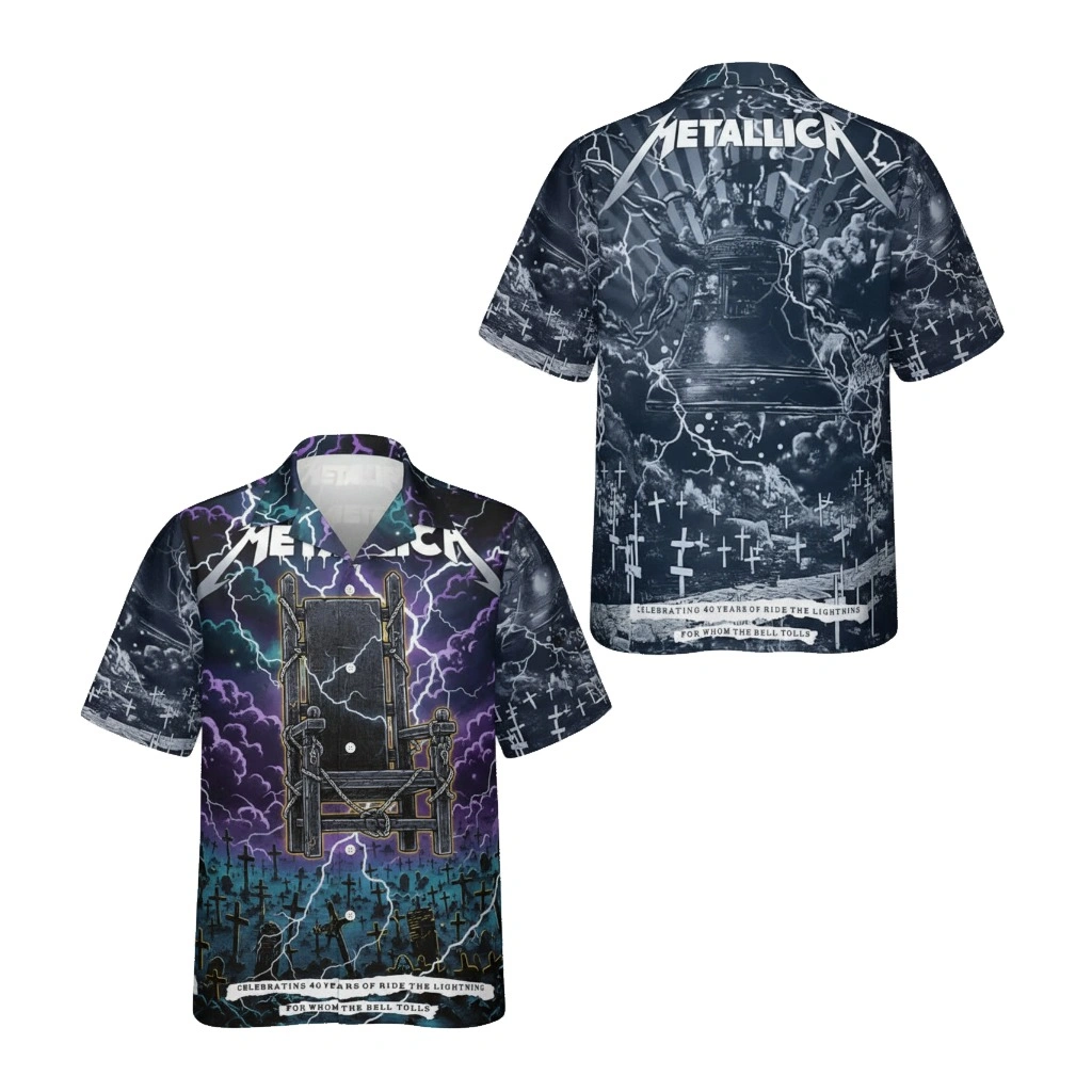 Metallica Electric Chair Lightning Print Hawaiian Shirt - Zonebrick.com