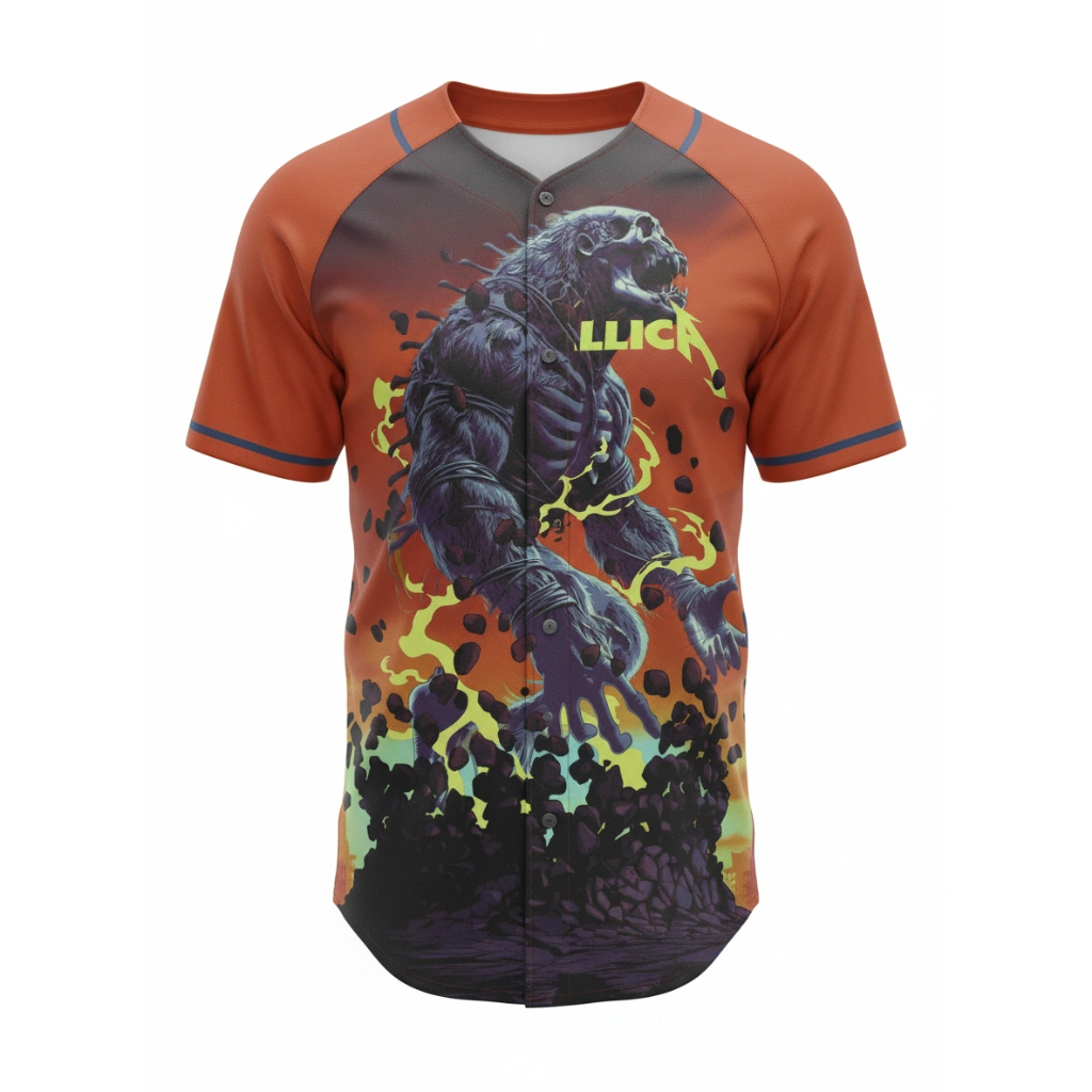Metallica Monster Baseball Jersey Orange Design 1 - Zonebrick.com