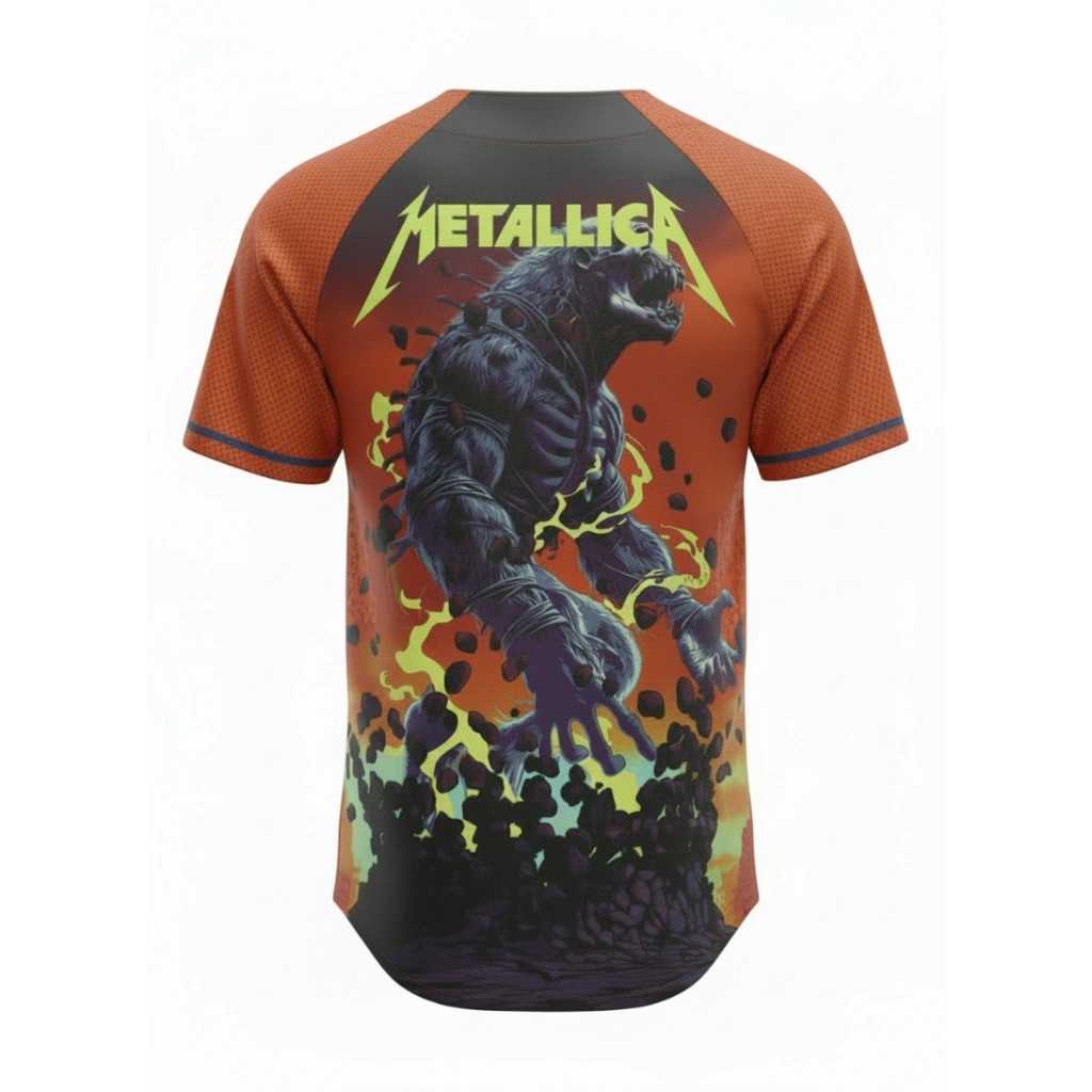 Metallica Monster Baseball Jersey Orange Design 2 - Zonebrick.com