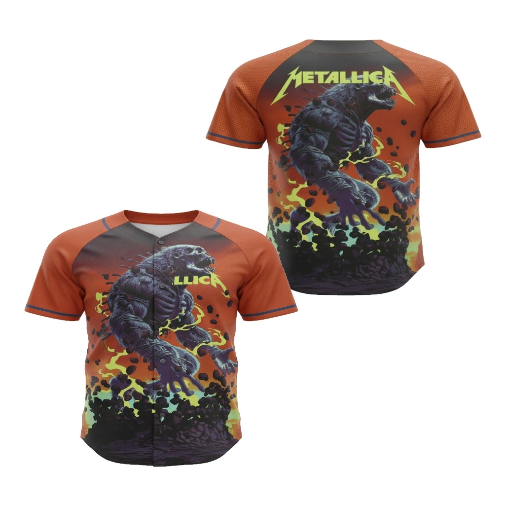 Metallica Monster Baseball Jersey Orange Design - Zonebrick.com