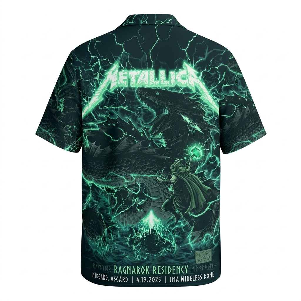 Metallica Ragnarok Residency Green Dragon Hawaiian Shirt 2 - Zonebrick.com